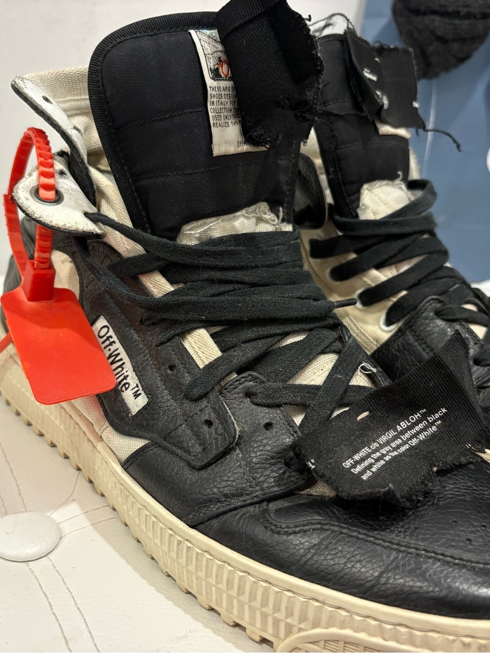 Off-White Black, Cream High-Top Sneakers